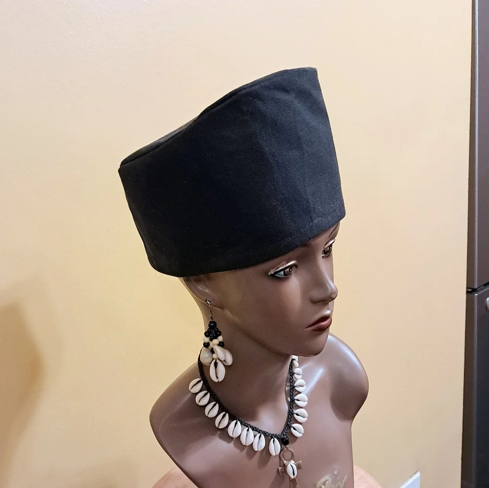 SALE ENDS IN 3 DAYS! NEW UNISEX KUFI STYLE HAT BLACK MULTI REVERSIBLE 24